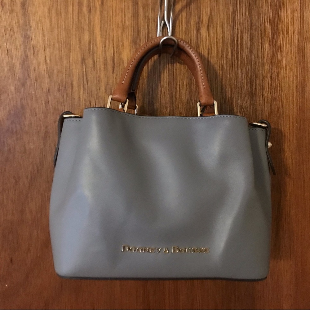 Dooney & Bourke Mini Breanna Gray Satchel with Brown Handles
